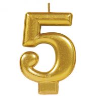 5 Metallic Gold Numeral Candle