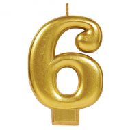6 Metallic Gold Numeral Candle