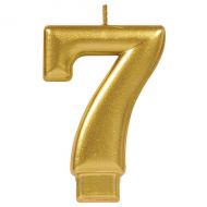 7 Metallic Gold Numeral Candle