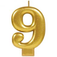 9 Metallic Gold Numeral Candle