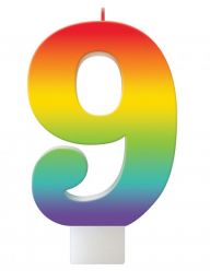 9 Rainbow Numeral Candle