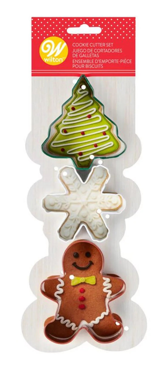 3pc Tree, Snowflake, Gingerbread Boy Cookie Cutter Set