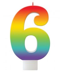 6 Rainbow Numeral Candle