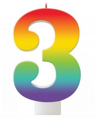 3 Rainbow Numeral Candle