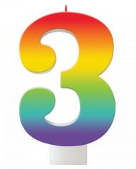 3 Rainbow Numeral Candle