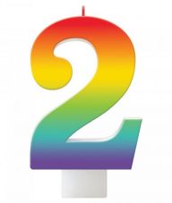 2 Rainbow Numeral Candle