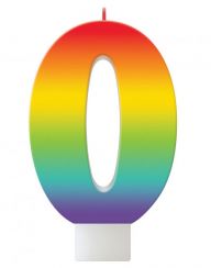 0 Rainbow Numeral Candle